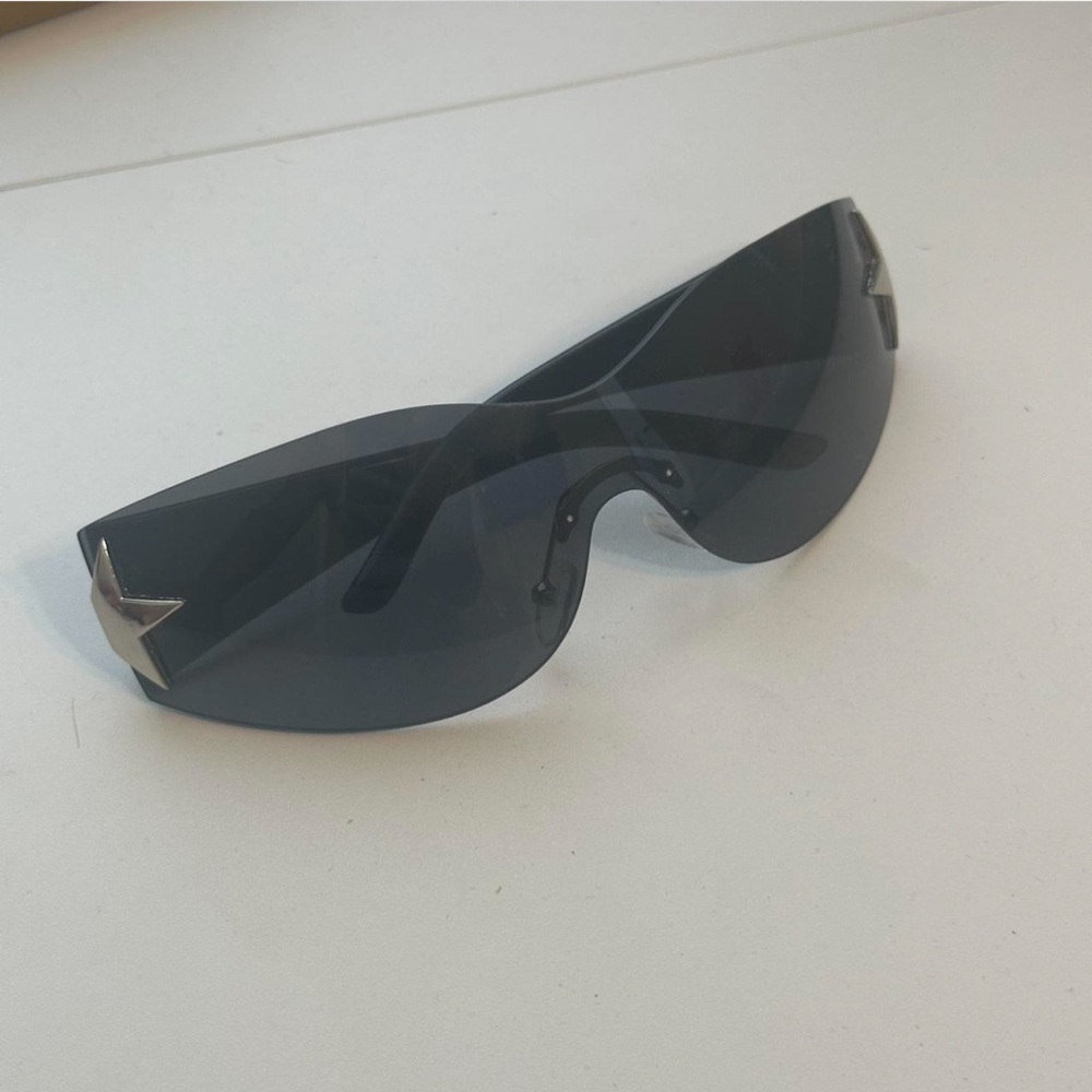 Y2K Black Sunglasses with Silver Star Accents